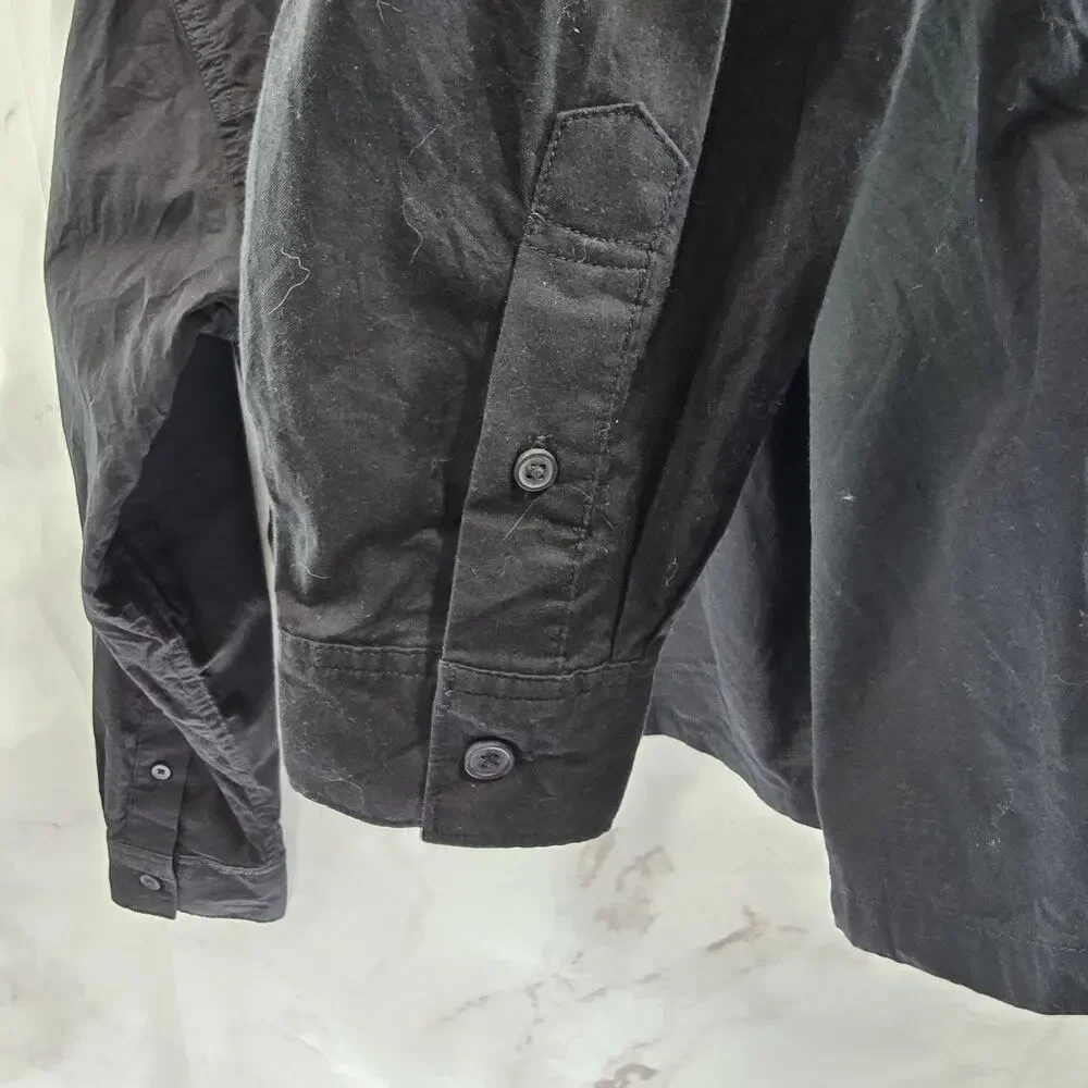 Everlane Shirt Womens Black Button Up The Silky Cotton Way Short Crop NEW